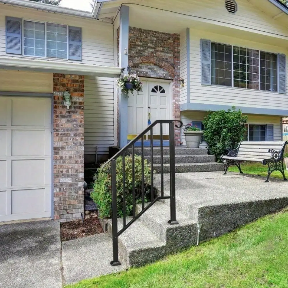 Handrails for Outdoor Step Fits 2-3 Step Mattle Wrought Iron Handrail Stair Rail