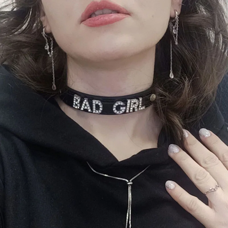 เซ็กซี่ Rhinestone ตัวอักษร Choker COLLAR ที่กําหนดเองสร้อยคอเครื่องประดับผู้ชายผู้หญิง DIY CUSTOM ชื่อคอสเพลย์ปาร์ตี้ Chocker