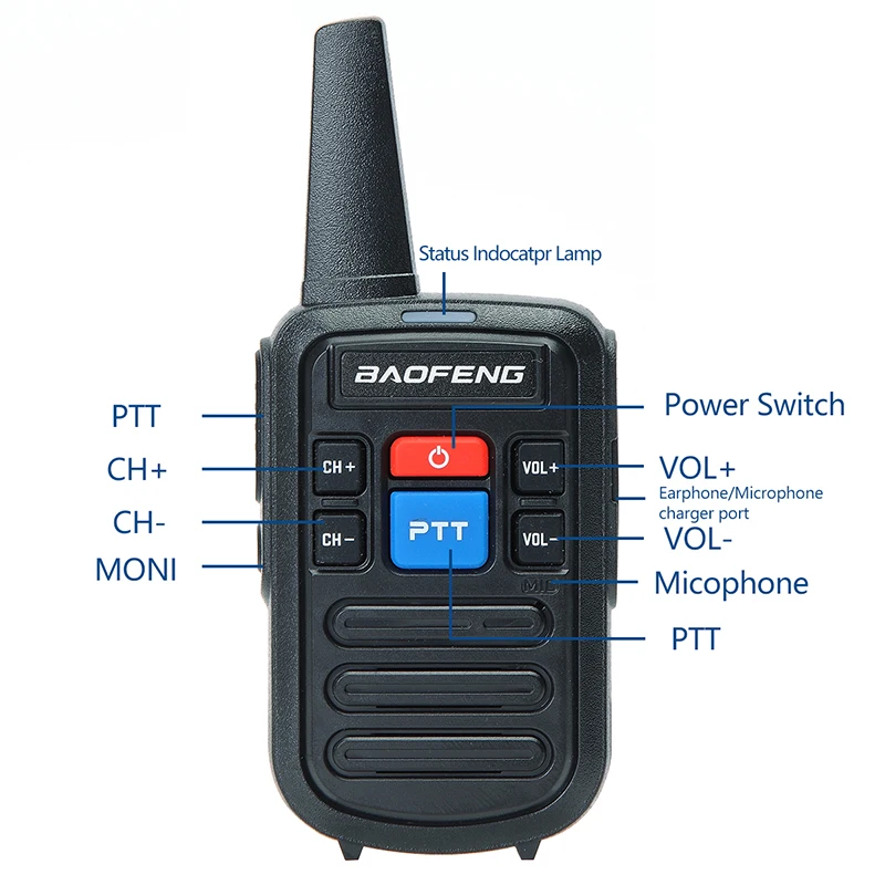Baofeng-walkie-talkie UHF de 16 canales, radio bidireccional portátil con auricular, bf888s transceptor, 400-470MHz, lote de BF-C50
