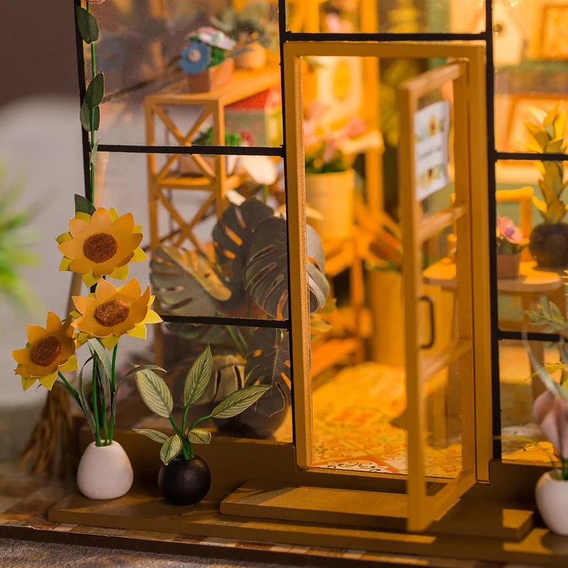 มินิตุ๊กตาบ้านชุด DIY บ้านดอกไม้ทําด้วยมือ 3D ปริศนาประกอบอาคารของเล่นตกแต่งห้องนอนหน้าแรกพร้อมเฟอร์นิเจอร์ของขวัญ