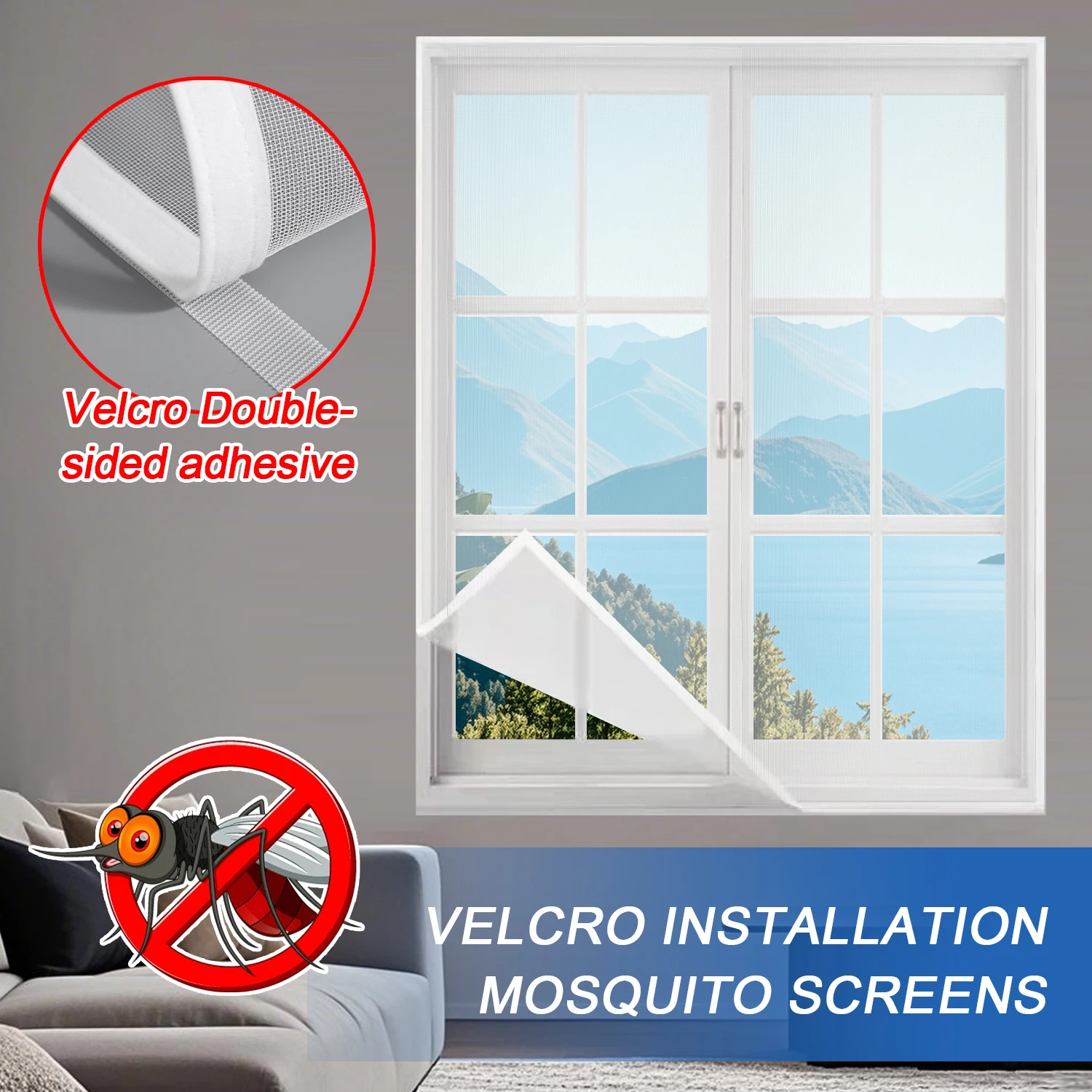 Mosquitera para ventana, prevención de mosquitos de verano, mosquitera para ventana, mosquitera autoadhesiva, duradera