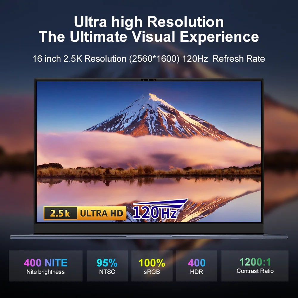 Laptop da gioco Ninkear N16 PRO 13th Intel i7-13620H Computer da 16 pollici 2.5K IPS 120Hz 32GB DDR4 + 1TB SSD WiFi 6 Riconoscimento facciale