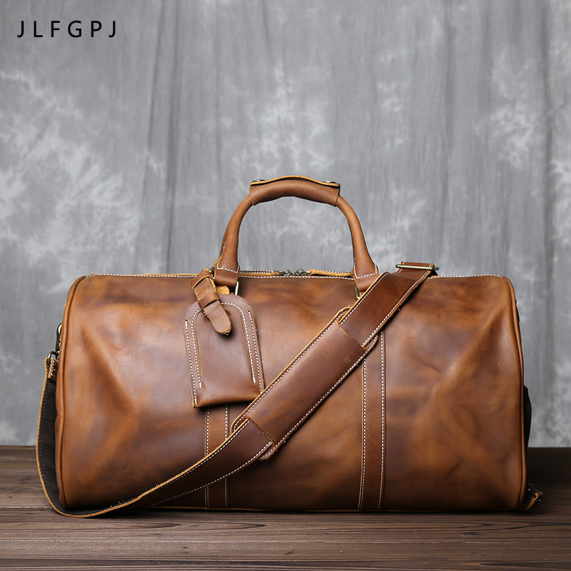 Nuevo bolso de mano Retro para hombre, bolso de viaje de cuero Crazy Horse de Europa y América, capa de piel de vaca, bolso de hombro individual de gran capacidad