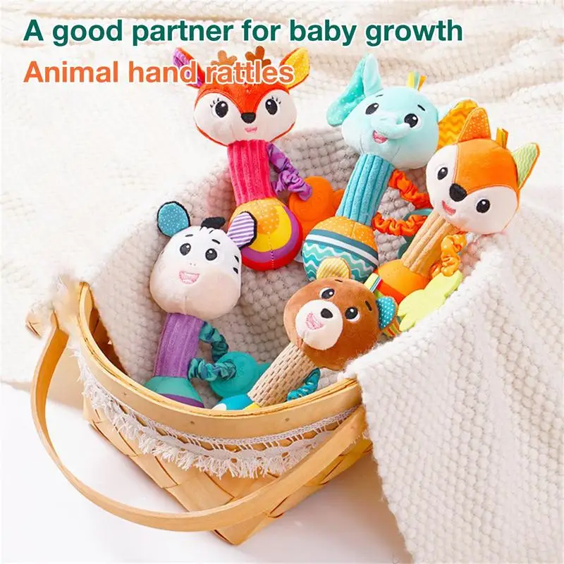 動物のぬいぐるみガラガラ,柔らかく,ぬいぐるみ,ハンドベルシェーカー,幼児の感覚のおもちゃ,赤ちゃんのための誕生日プレゼント