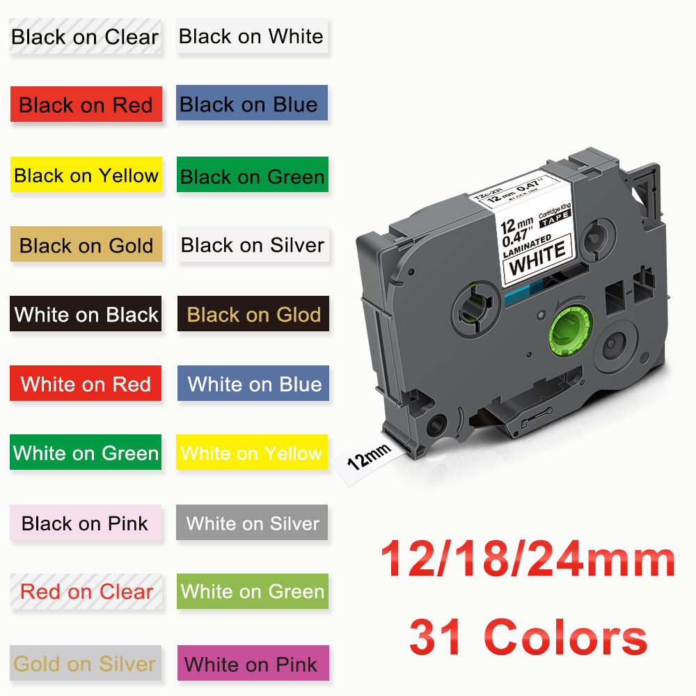 12/18/24mm 231 Etykieta TZ231 TZ241 TZ251 Taśma laminowana TZ 231 241 251 Wstążka kompatybilna z Brother P-touch PT-P710BT Label Maker