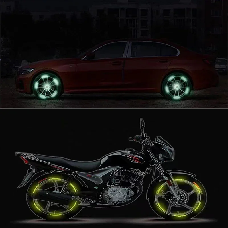 車のタイヤリム反射ステッカー夜間安全警告ストリップオートバイバイク自動車ホイールハブリフレクターステッカーデカール 20/40 個新