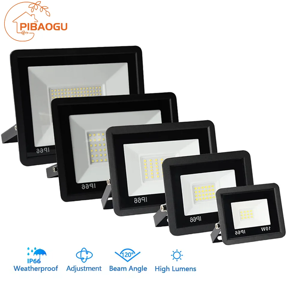 Luz de inundación LED 10W 20W 30W 50W 100W AC 220V reflector LED IP66 reflector impermeable farola farola lámpara de jardín al aire libre
