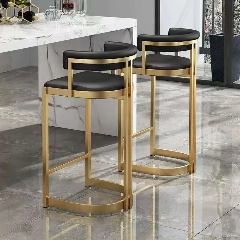 Recepção de luxo cadeiras barra nordic ouro ergonômico nordic encosto cadeiras altas industrial moderno contador sillas de bar móveis