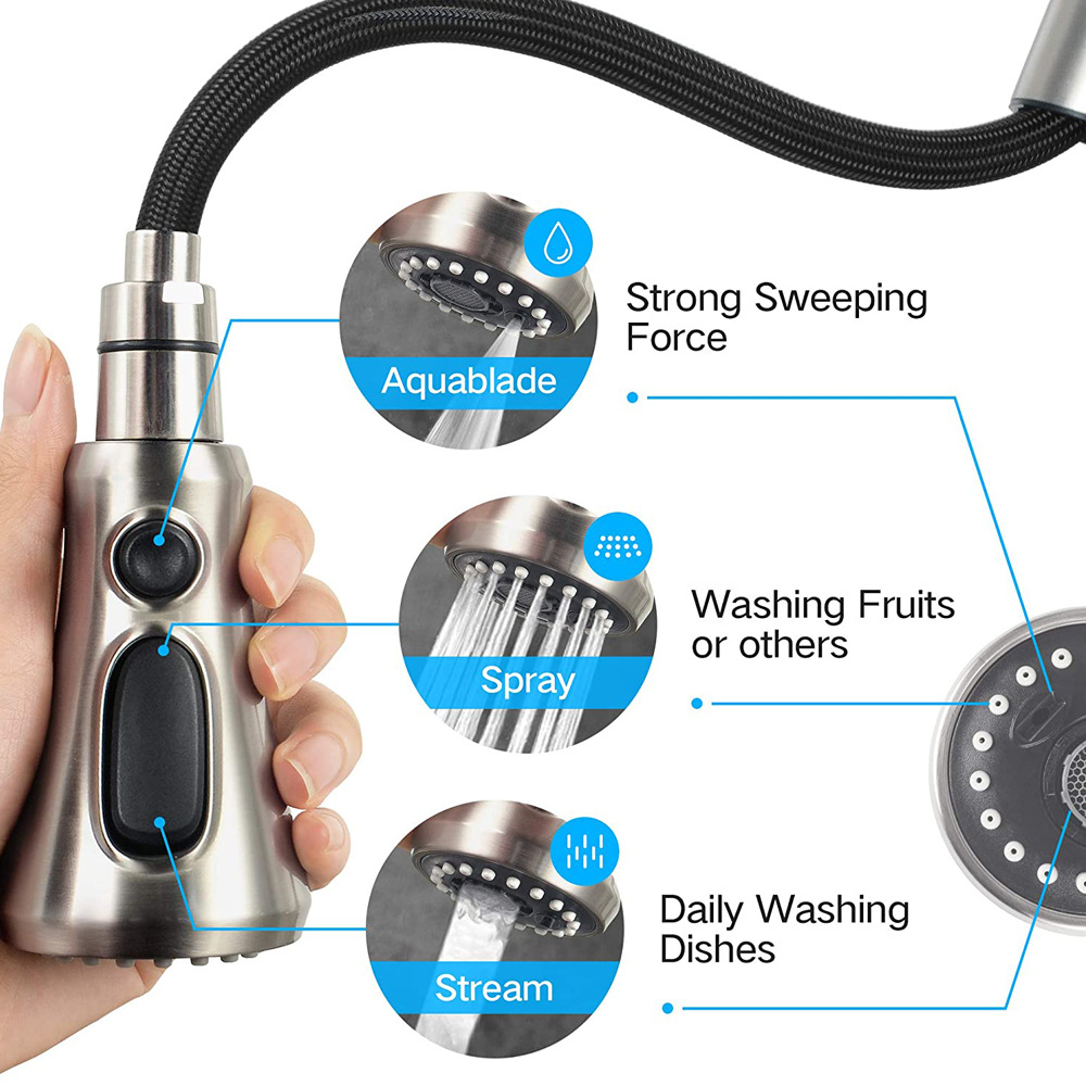 Robinet de cuisine extractible, buse de pulvérisation ABS Durable, économie d'eau, pomme de pulvérisation de douche, lavabo de salle de bains, remplacement de robinet d'évier