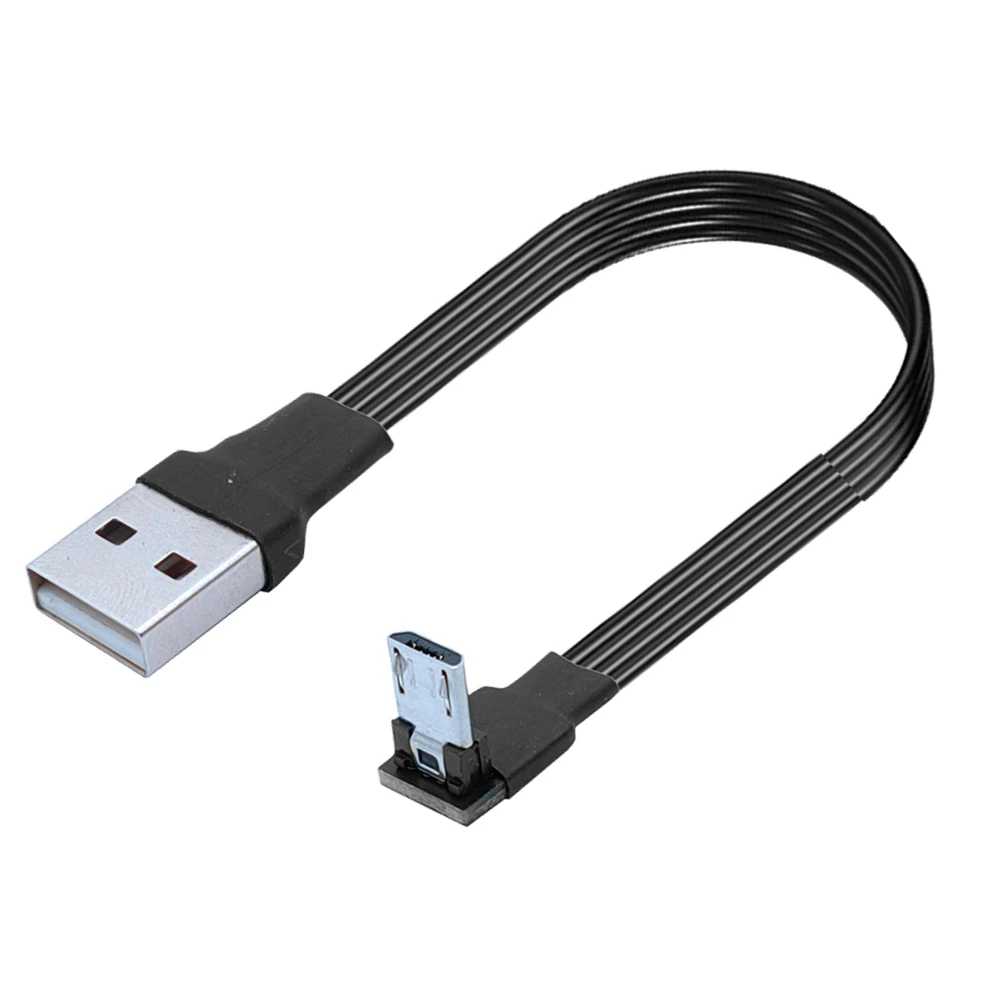 5CM-300CM Super plano Flexible recto, arriba, abajo, izquierdo y derecho en ángulo 90 grados USB Micro USB macho a USB Cable de datos macho 1M 2M