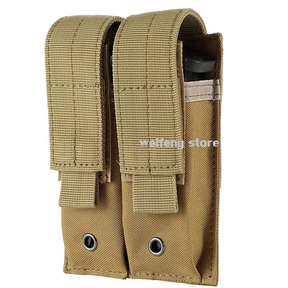 Bolsa para revistas de 9mm, bolsa táctica individual doble Mag, bolsa para revistas abierta Molle para exteriores para Glock M1911 92F, bolsa para antorcha, bolsa Triple
