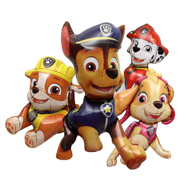 4 Uds. Globo temático de la Patrulla Canina, suministros de decoración para fiesta, globo de papel de aluminio para perros de rescate, regalo de cumpleaños para niños