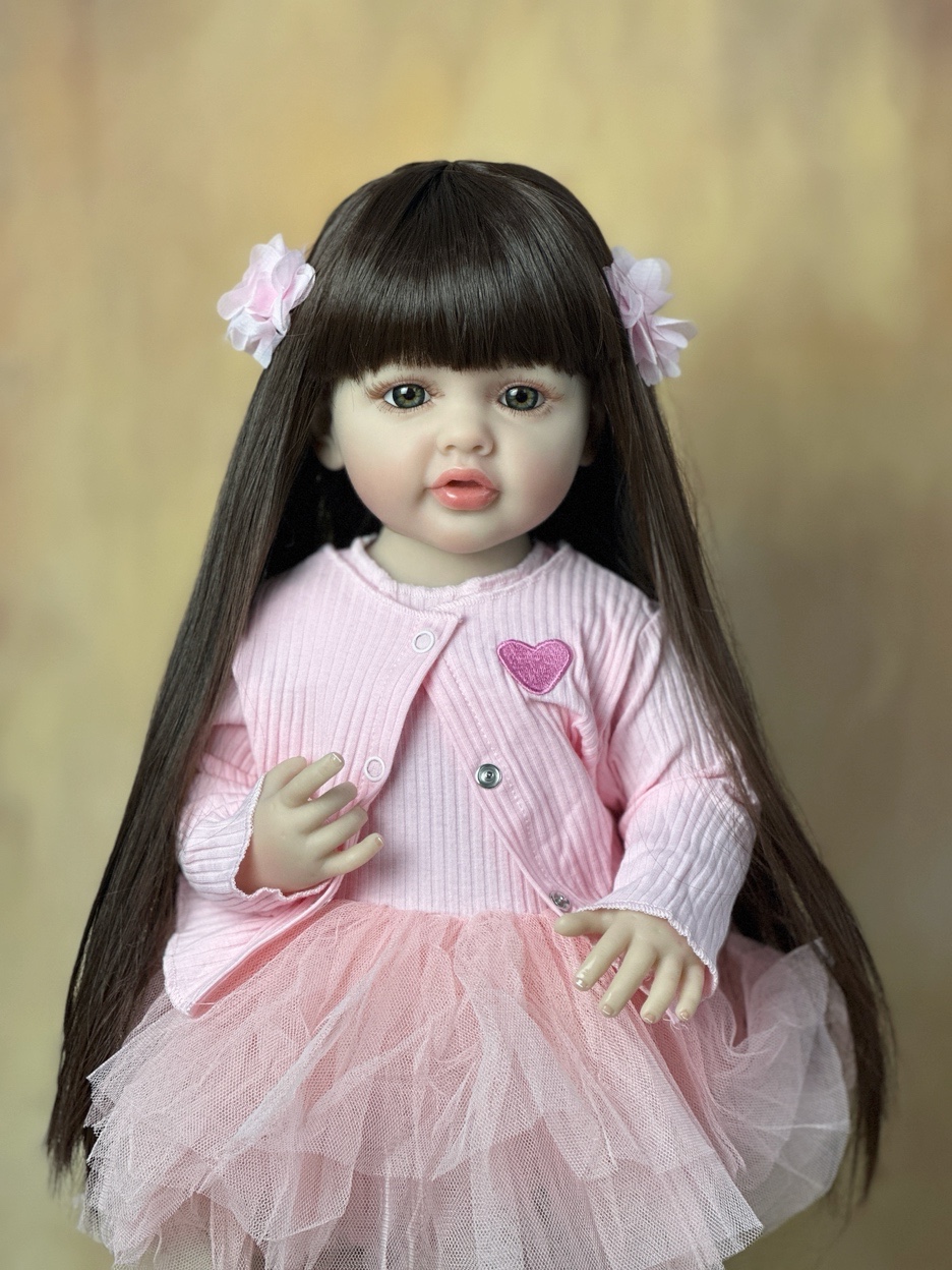 Bzdoll 55cm 22 Polegada pode ficar bebê reborn boneca menina realista corpo de silicone macio completo princesa criança bebe presente de aniversário