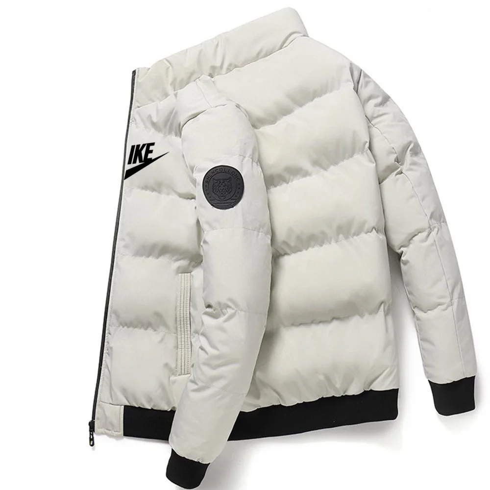 Casaco masculino elegante de algodão quente com gola alta para outono e inverno de 2025, com recurso à prova de vento ao ar livre e Zi de alta qualidade