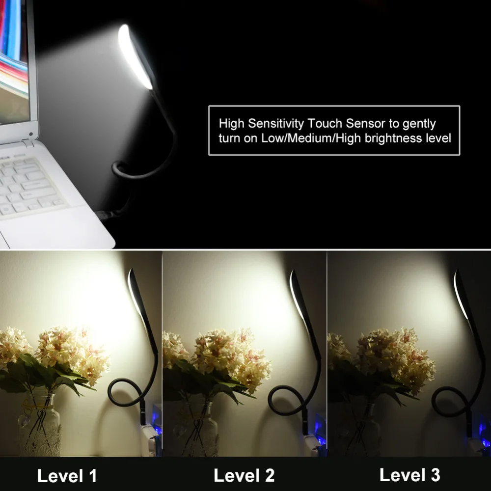 Mini portátiles, luz LED USB con Sensor táctil, lámpara de mesa regulable para banco de energía, Camping, PC, portátiles, iluminación nocturna para libros