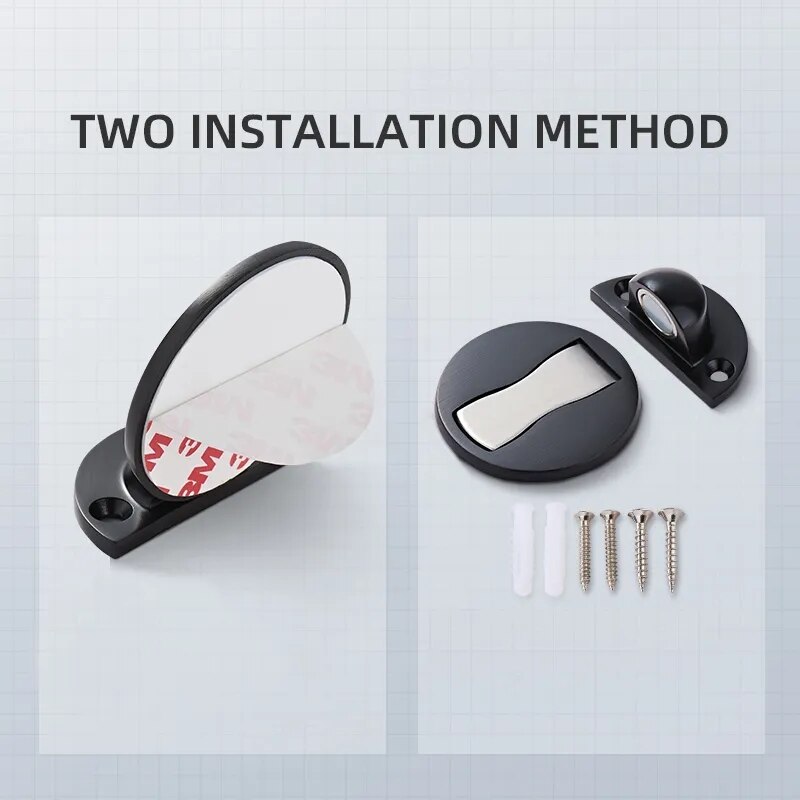 Invisible Magnetic Stainless Steel Door Stopper, Mecânica Auto-Locking Door Stop, Punch-Free, Windproof