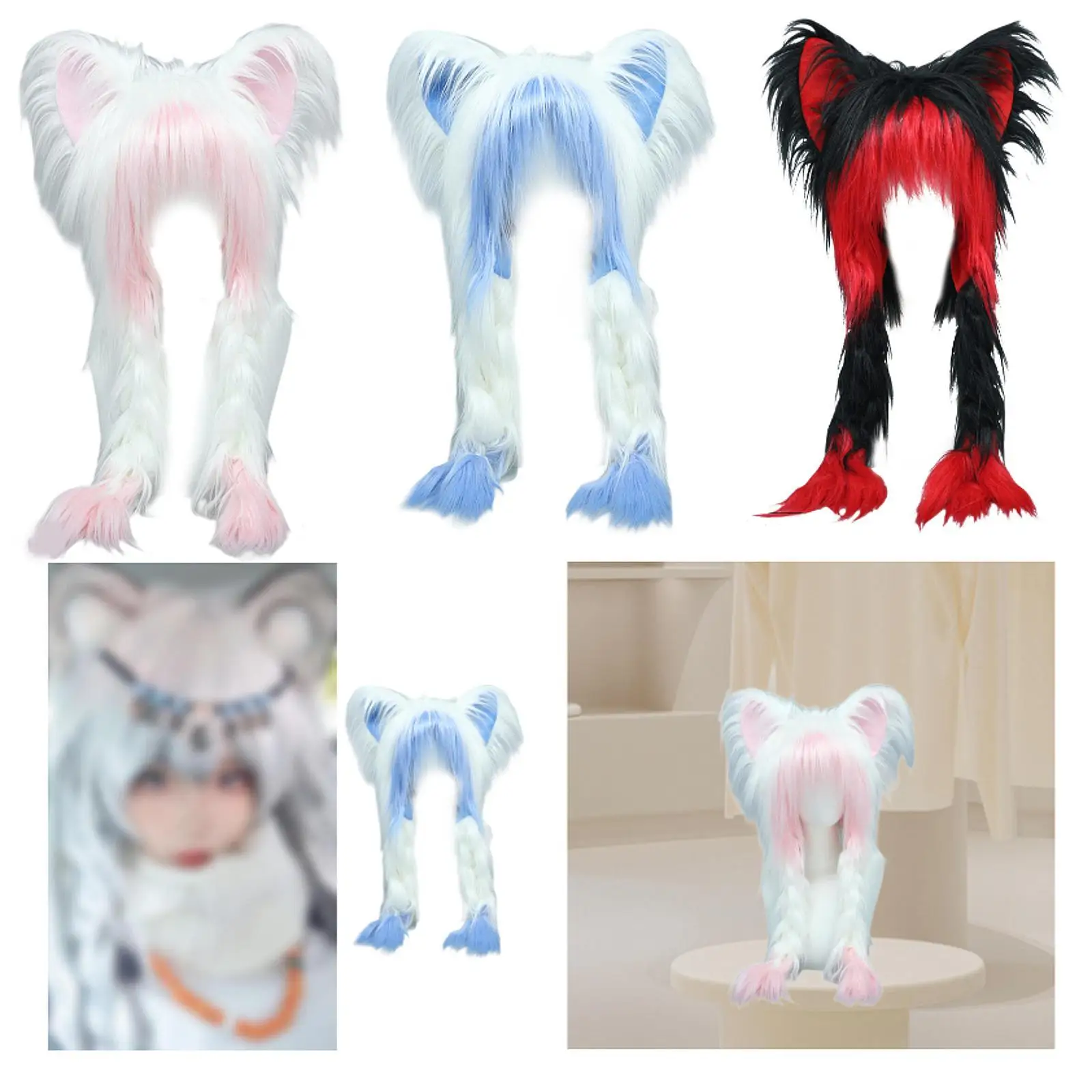 Topi Cosplay Anime untuk Pria Wanita Hiasan Kepala Kreatif Aksesori Kepala Lembut Mewah