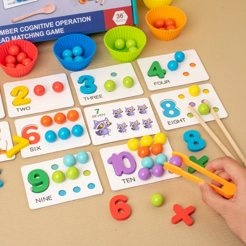 Montessori Mathematik Requisiten Baby Digitale Kognitive Paarung Puzzle Puzzle Secossa Ingenious Pearl Kinder Spielzeug mit feiner Aktion
