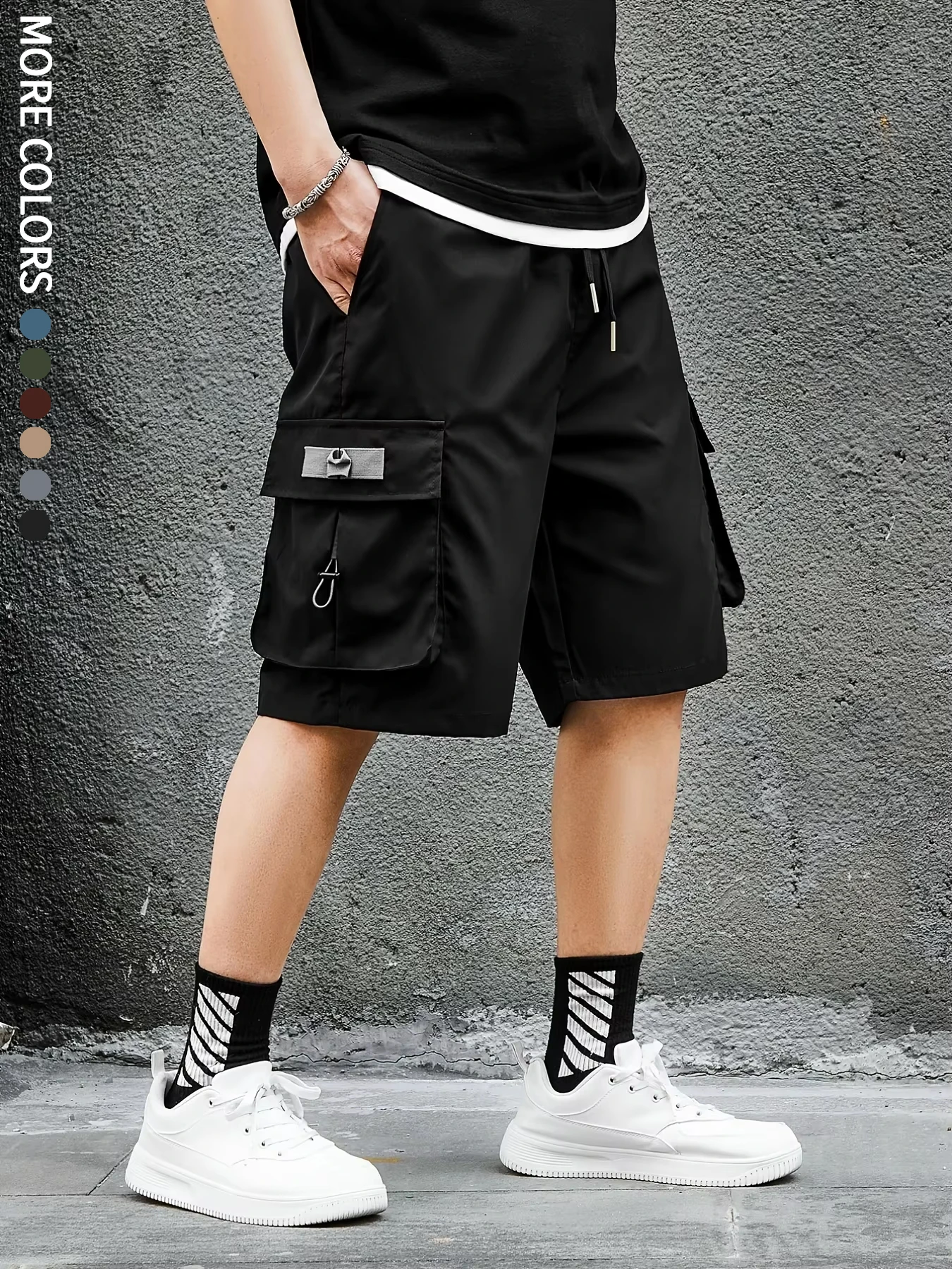 Shorts cargo masculinos, ao ar livre, viagens, esportes casuais, bolsos grandes, tecidos duráveis e confortáveis, shorts finos para passeios 17