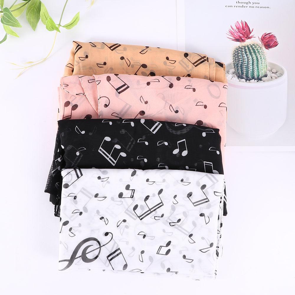 Ladies Gift Accessory Women Neck Scarf Treble Clef Printed Music Note Printed Scarf Chiffon Silk Scarf Muffler Shawl