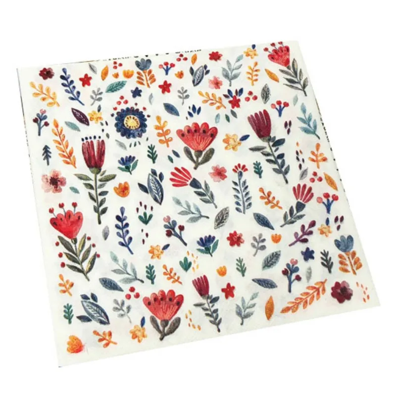 Красочные квадратные бумажные салфетки с принтом, салфетки для ресторана, цветочные салфетки для лица, для отеля, свадебного стола, целлюлозная бумага