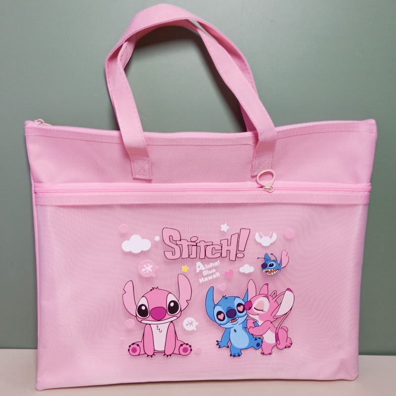 디즈니 파일 가방 보관 가방, 방수 스티치 옥스포드 학교 용품, 학생용 천, 지퍼 2 개, 창의적인 대용량 핸드백