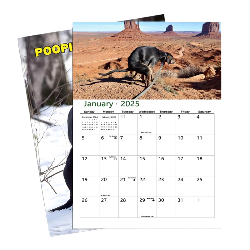 1ชิ้นสุนัขตลก pooping ปฏิทินผนัง2025ที่ไม่ซ้ำกันของขวัญปฏิทินสำหรับเพื่อนครอบครัวเพื่อนร่วมงานคนที่รักญาติ