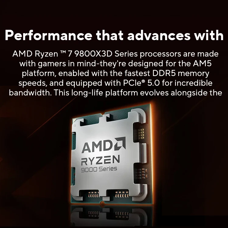 AMD Ryzen™ 7 9800X3D New Processor , 3D V-Cache  8C/16T 120W up to 5.2 GHz, L3=96M 100-100001084 Socket AM5 but without cooler