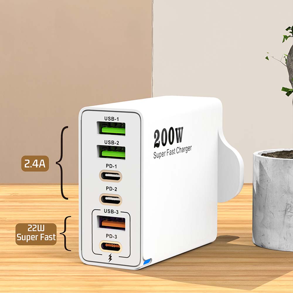 6 Ports USB C PD Ladegerät Quick Charge 3.0 Typ C USB Telefon Ladegeräte Super Schnelle Lade Adapter Für iPhone Samsung Xiaomi