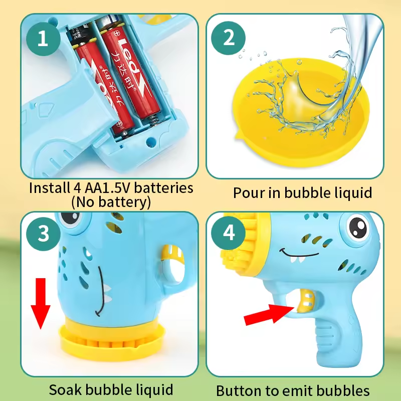 36 hole Dinosaur Bubble Gunner with Multi hole Bubble Gun Outdoor Entertainment Toy [No Bubble Water]