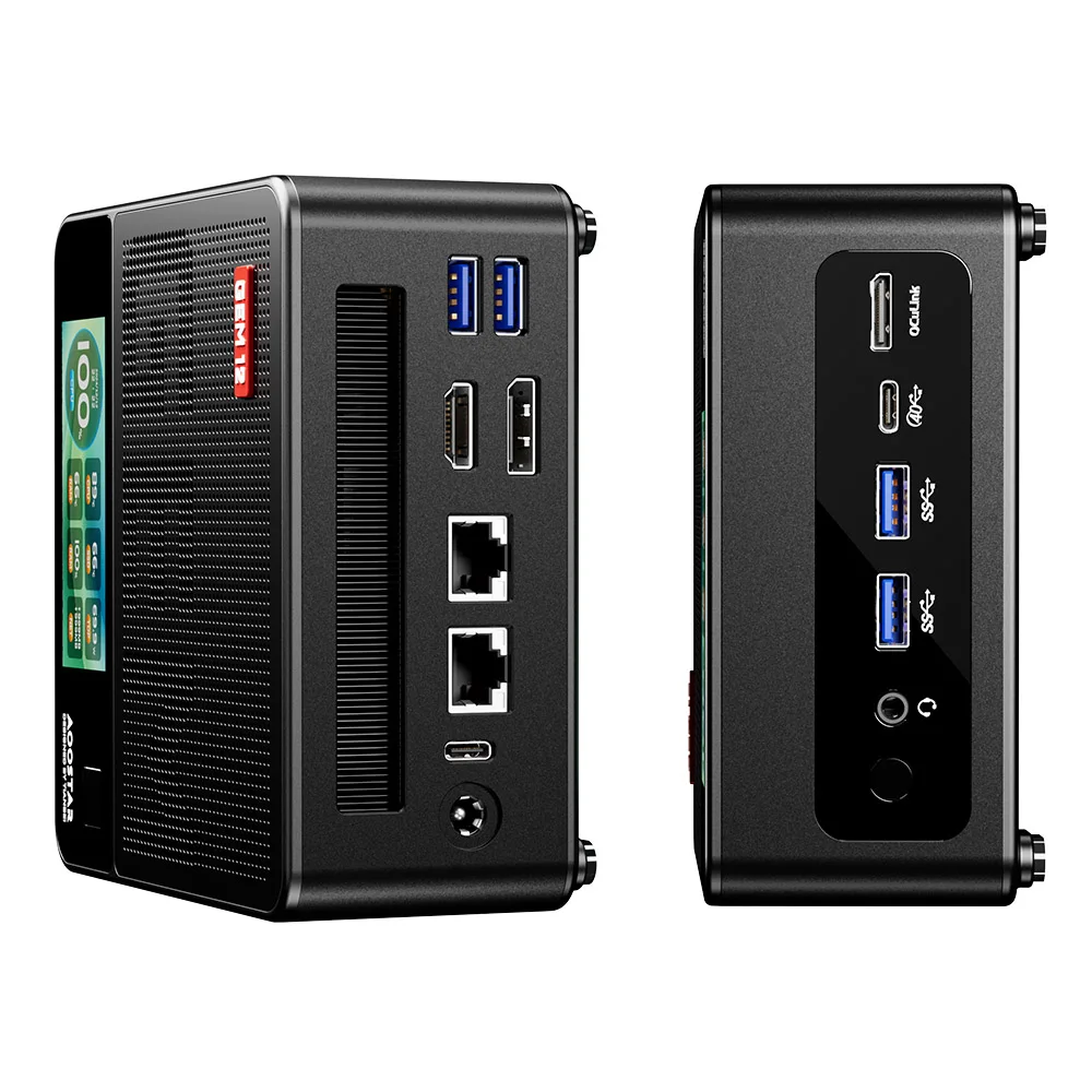 AOOSTAR GEM12 Pro Max mini-pc met display, vingerafdrukontgrendeling, AMD Ryzen 7 8845HS 8 Core Max 5,1 GHz, 32 GB DDR5 RAM 1 TB SSD