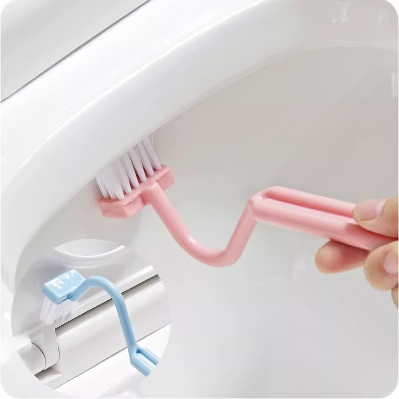 Cepillo de baño portátil en forma de S, limpiador de inodoro con borde curvo, mango de esquina, suministros de baño, accesorios de herramientas de limpieza para el hogar
