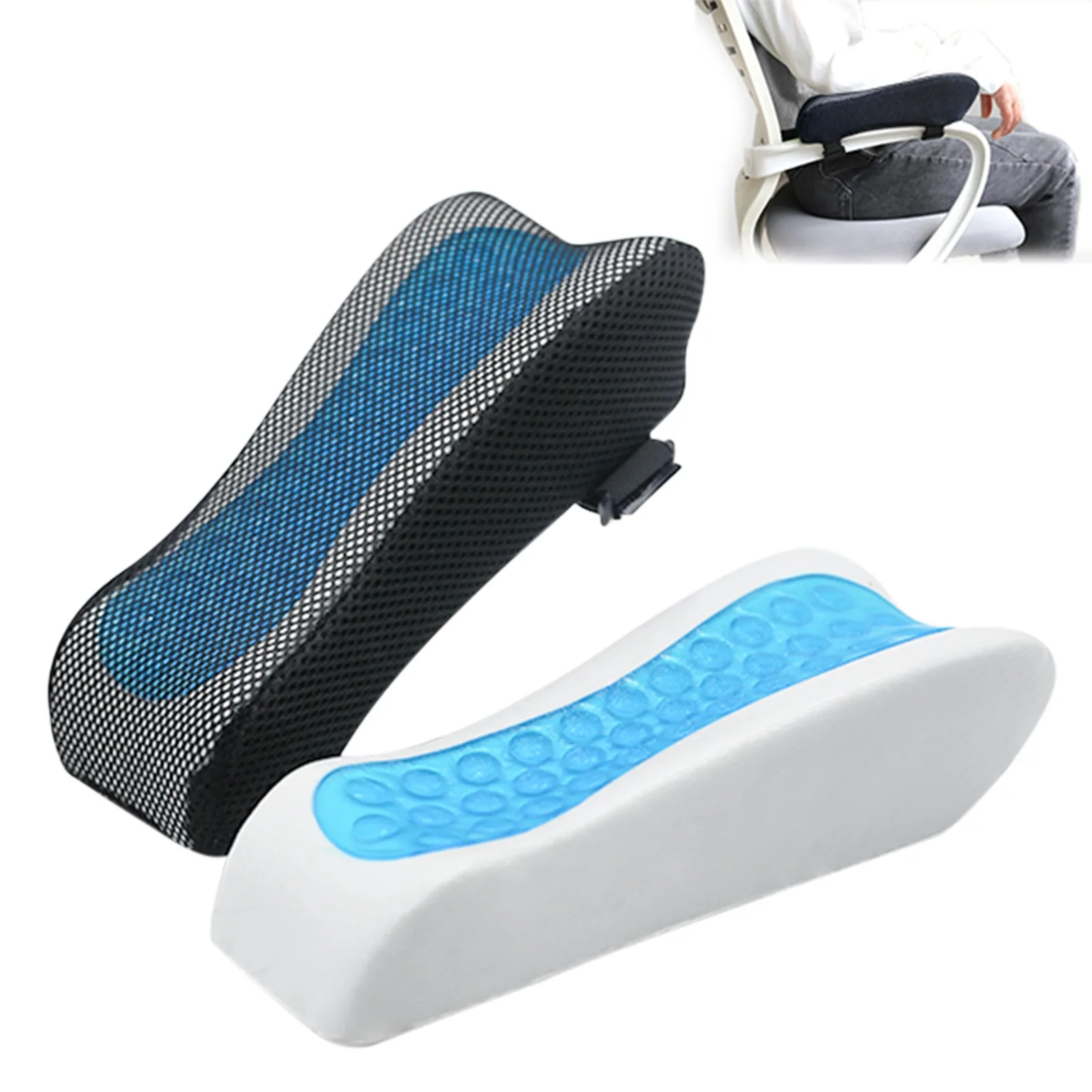 Almohadillas ergonómicas para reposabrazos, cubierta para reposabrazos, almohadillas para reposabrazos, soporte cómodo, coderas para silla con correas ajustables para oficina