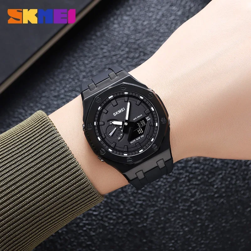 Reloj SKMEI para hombre 2243 Reloj electrónico para estudiantes Reloj electrónico deportivo multifuncional resistente al agua con brillo nocturno