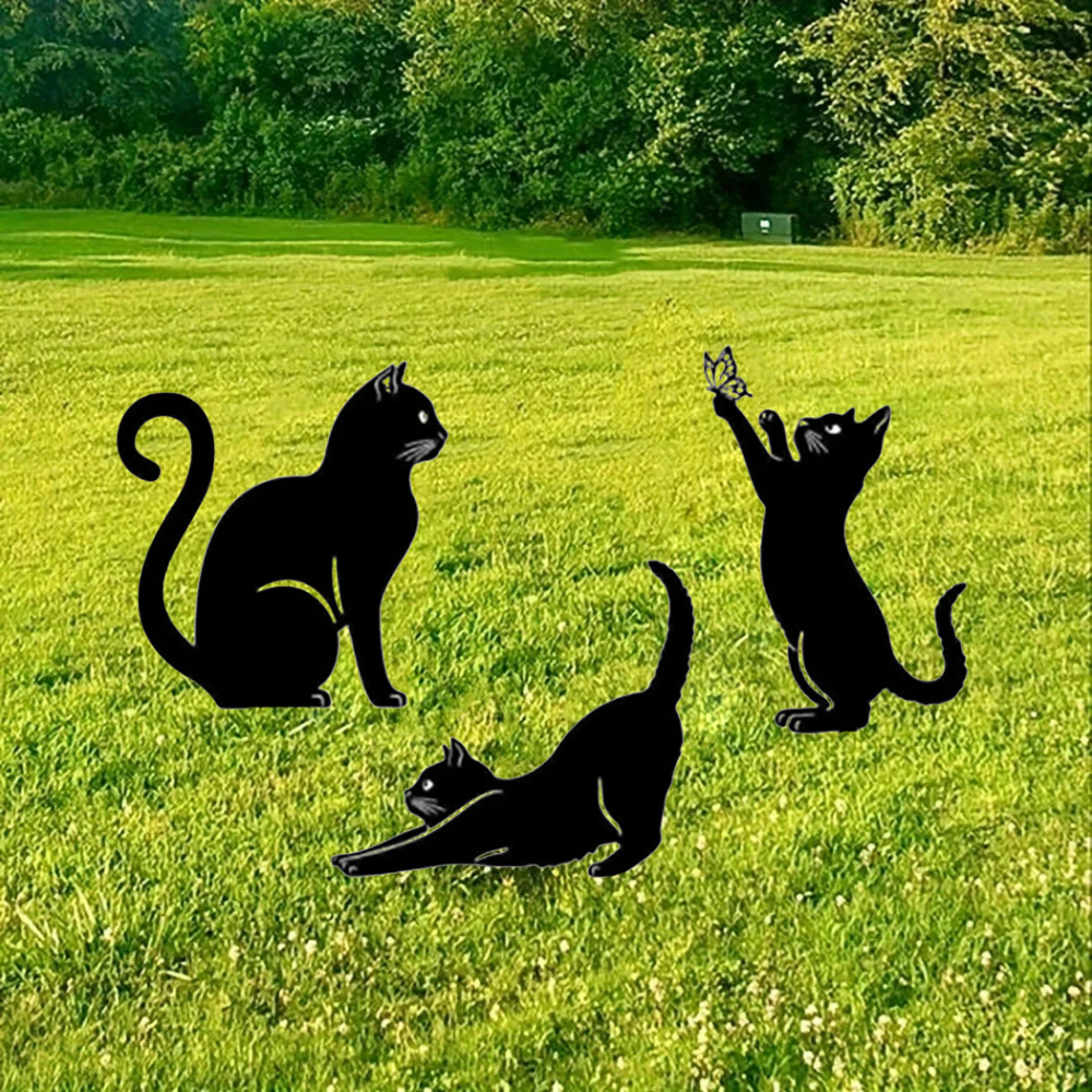 Bezaubernde Katzenfamilie-Gartenstecker – dekorative süße Katzensilhouette, ideal für Hof, Garten und Rasen, elegante Outdoor-Statuen