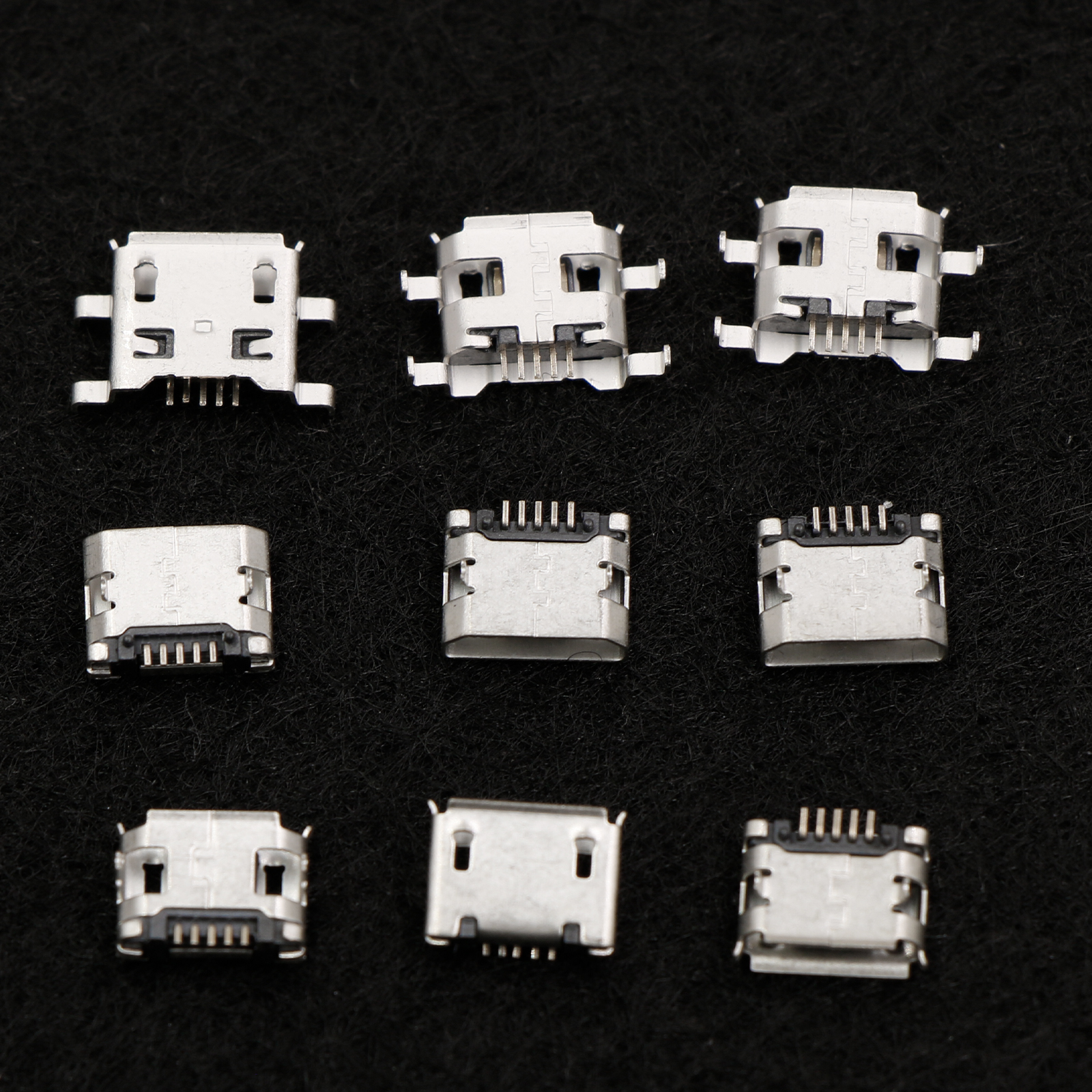 50/60 Stück 5-poliger SMT-Buchsenstecker, Micro-USB, Typ B, weibliche Platzierung, 12 Modelle, SMD-DIP-Buchse für PCB, DIY-Aufladung