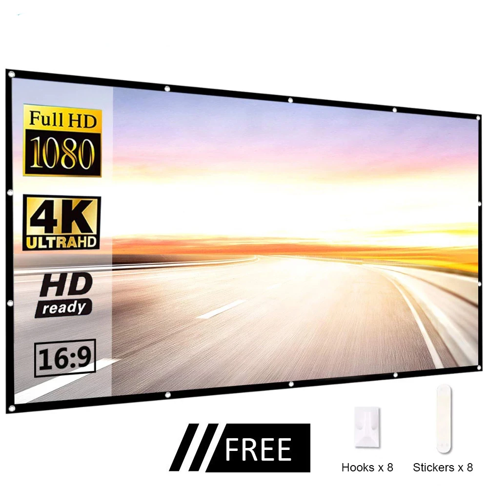 60 84 100 120 130 133 Inch Projector Screen Portable Projection Screen16:9Outdoor Movie Screen For Travel Home Theater For HY300