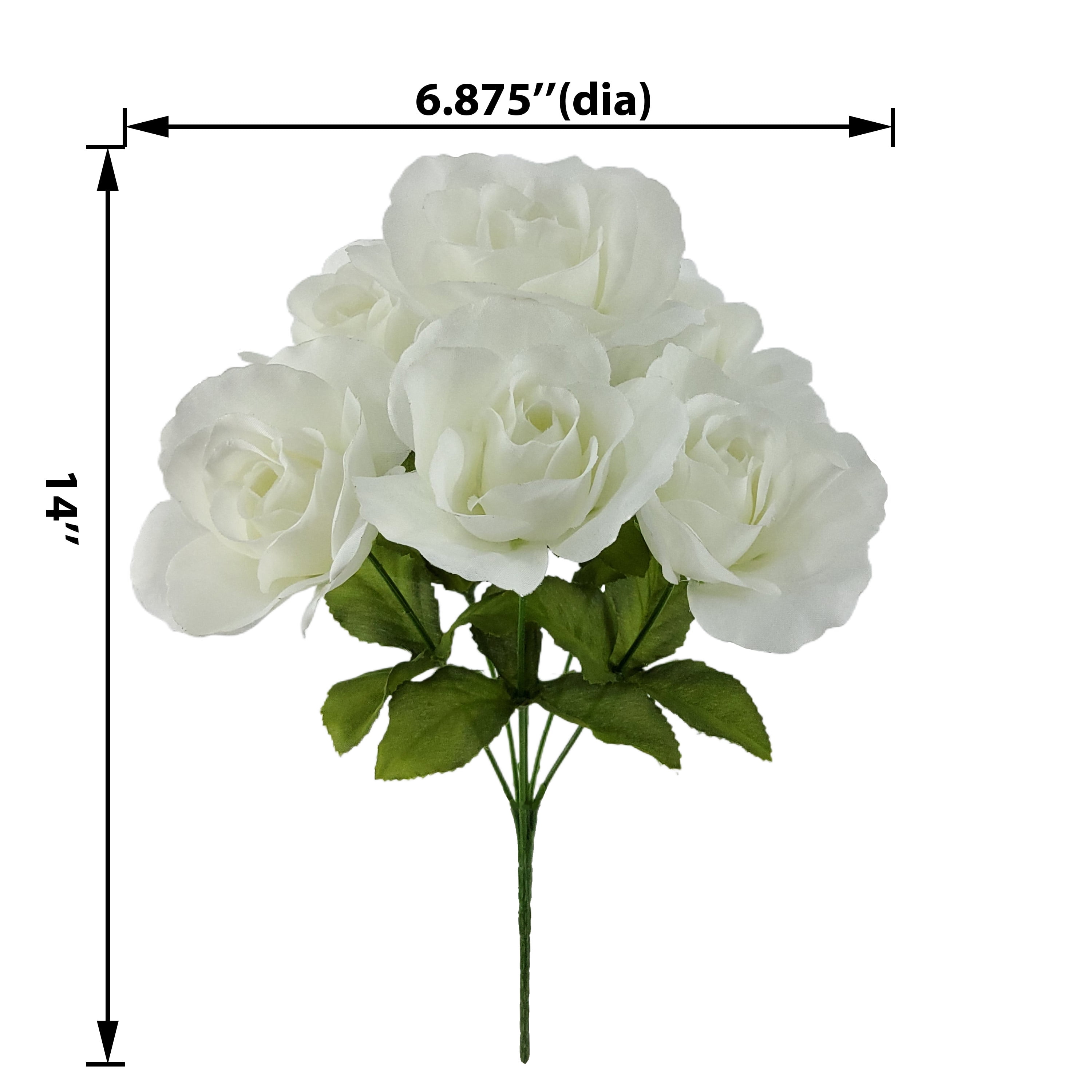 Indoor Artificial Sweet Rose Flower Pick, White Color, Assembled Height: 14"