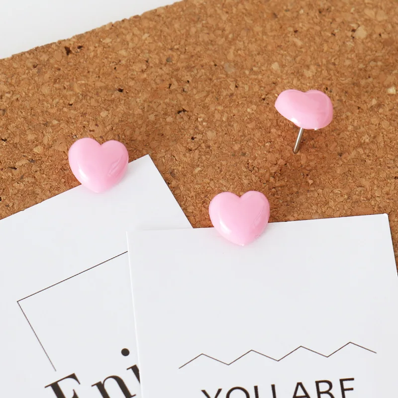 50 ピース/箱かわいいハートプラスチックプッシュピン各種作成鋲壁ピンコルクボード学校文具オフィスバインディング用品