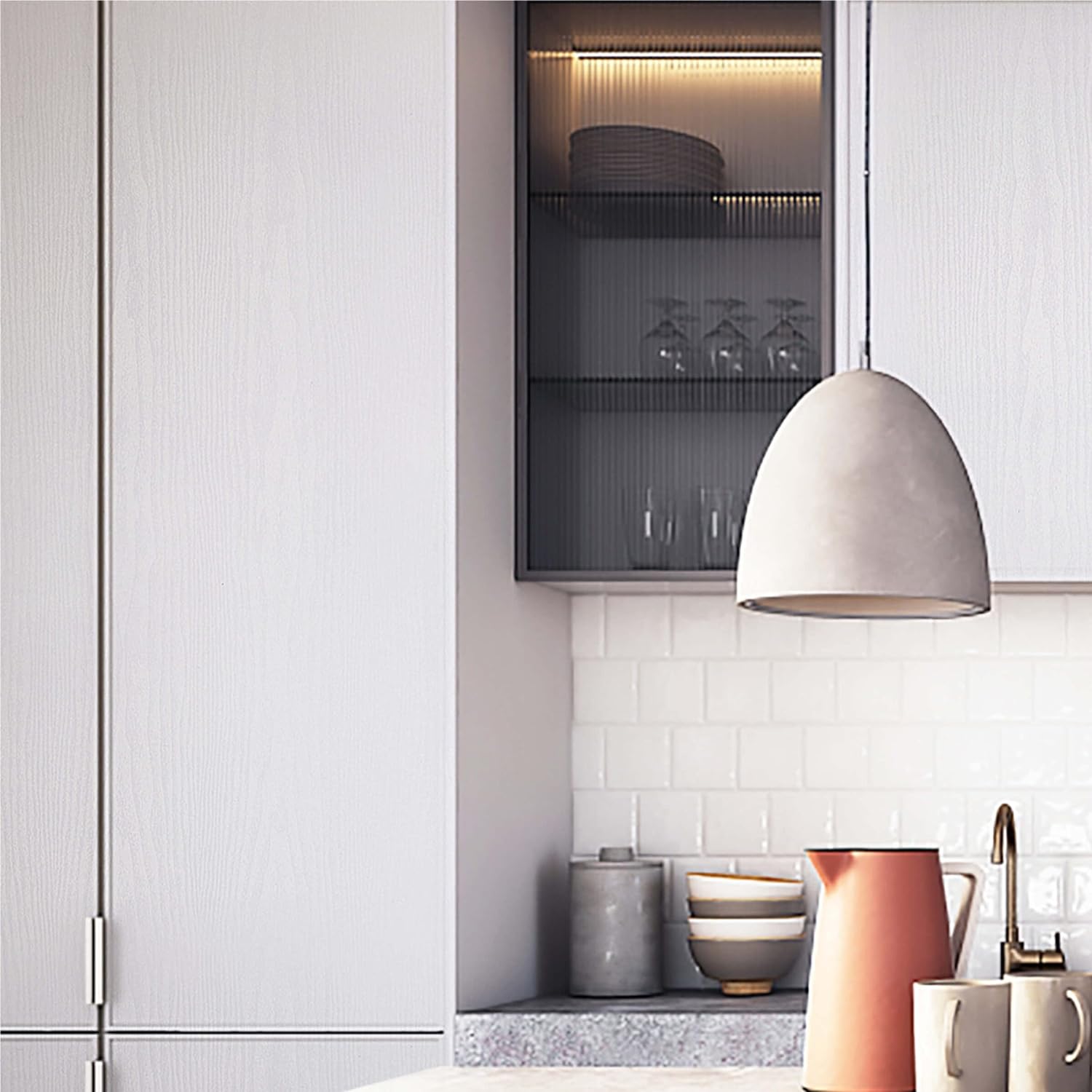 Papel tapiz autoadhesivo de grano de madera blanco, papel de Contacto grueso impermeable para mesa, gabinetes, decoración, encimeras