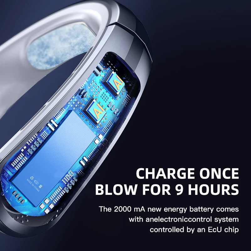 Xiaomi แขวนคอพัดลมแบบพกพา Bladeless Mini USB ชาร์จ Mute LED Digital Display พัดลมไฟฟ้าฤดูร้อน Air Cooler