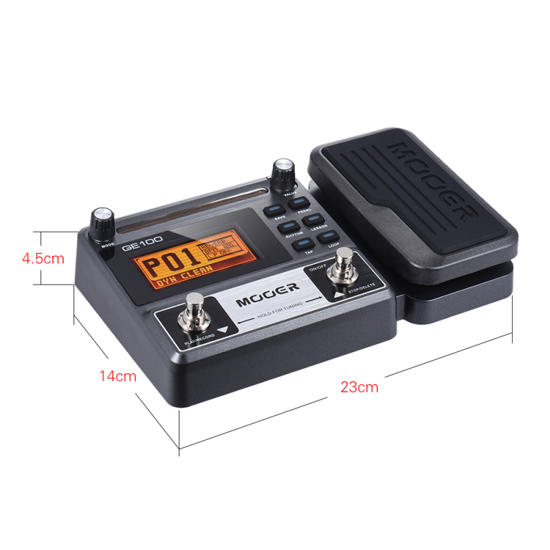 Pedal de efectos de procesador multiefectos para guitarra MOOER GE100 con sintonización de discos en bucle, escala de ritmo Tempo y función de lección de acordes