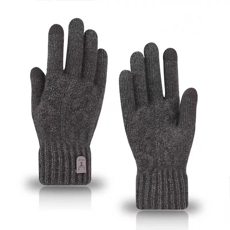 2023 nieuwe warme herenhandschoenen winter touchscreen plus fleecehandschoenen koude warme wollen gebreide handschoenen