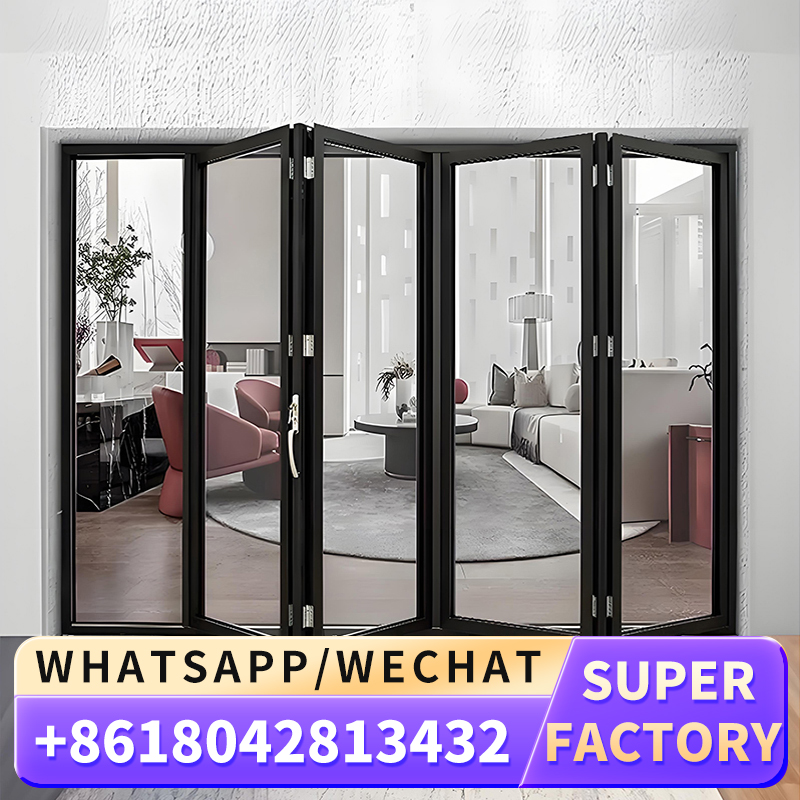 Porta dobrável de alumínio por atacado portas externas de acordeão de vidro