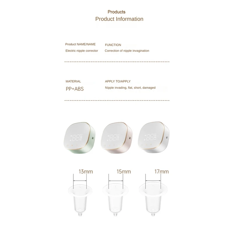 Portátil elétrico invertido mamilo Corrector, plana e invertida mamilos com facilidade para ajudar a amamentação durável