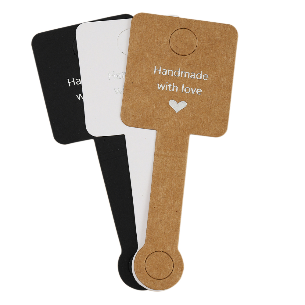 50pcs 4x10cm Self Adhesive Bracelet Display Card Jewelry Holder Cardboard Half-fold Card with Sticker