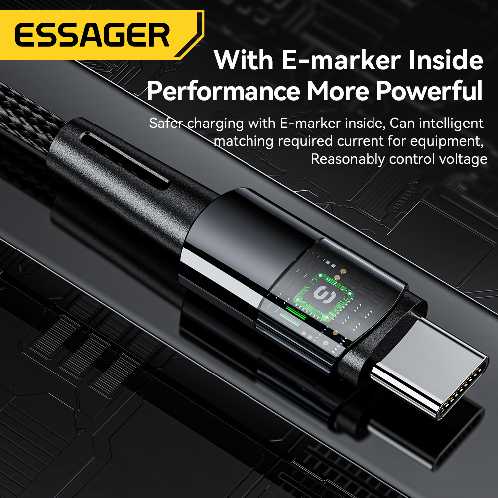 Essager 240W carga súper rápida tipo C 67W Cable USB de carga rápida 6A para Xiaomi 12Pro Redmi K50 Note 11Pro Black Shark 5Pro