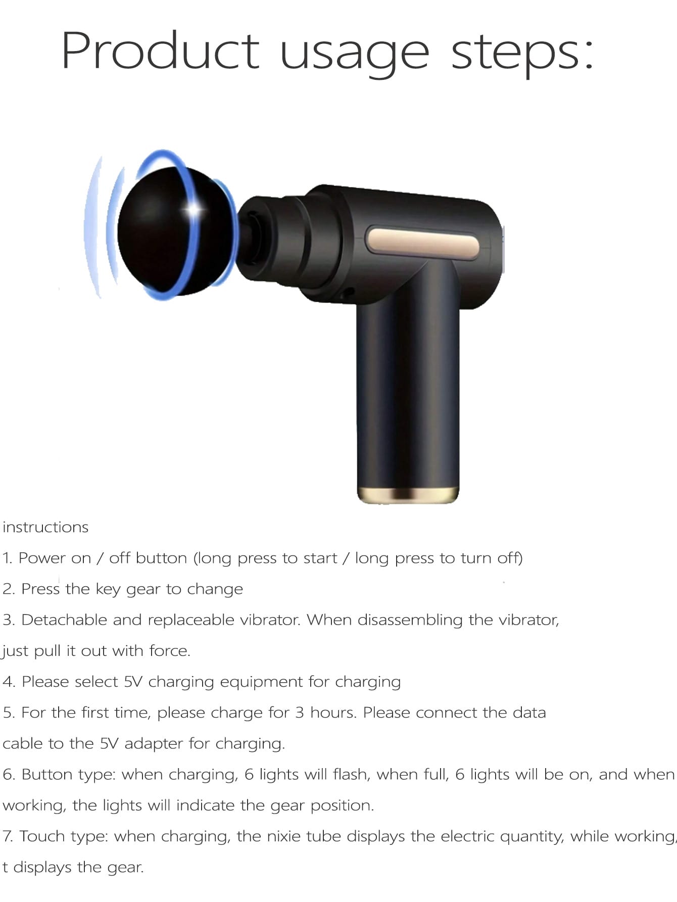 2026Portable Muscle Massage Gun For Body Massage, With Led Touch Screen, Speed Adjustment,, And 4 Replaceable，Rechargeable