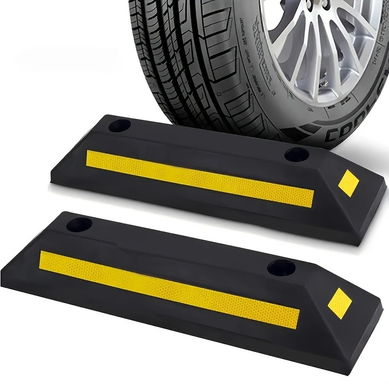 Rolha de roda de carro para garagem-guia de estacionamento de borracha durável com tiras amarelas, cabe em todos os modelos, rolha de estacionamento para garagem