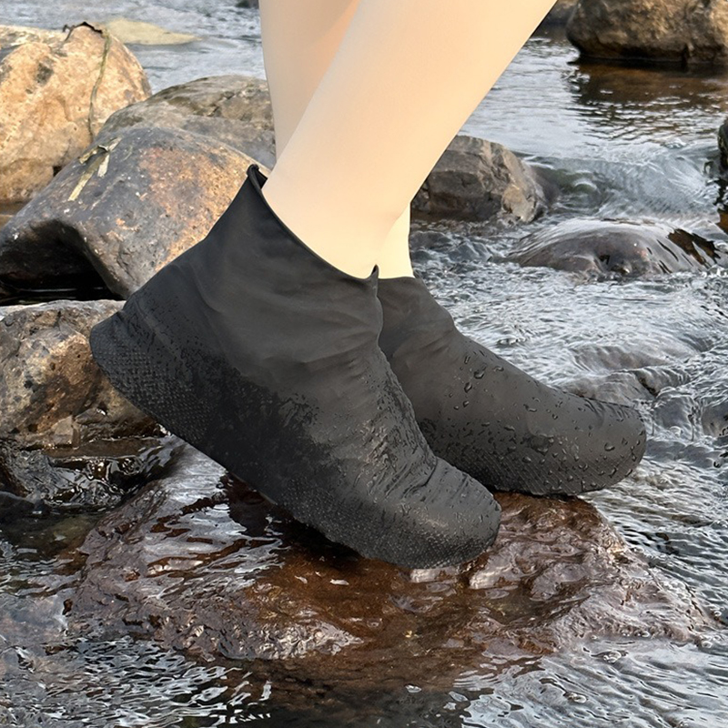 1 par de látex bota de chuva overshoes viagem para uso ao ar livre látex à prova dwaterproof água sapato cobre dia chuvoso antiderrapante reutilizável pé capa